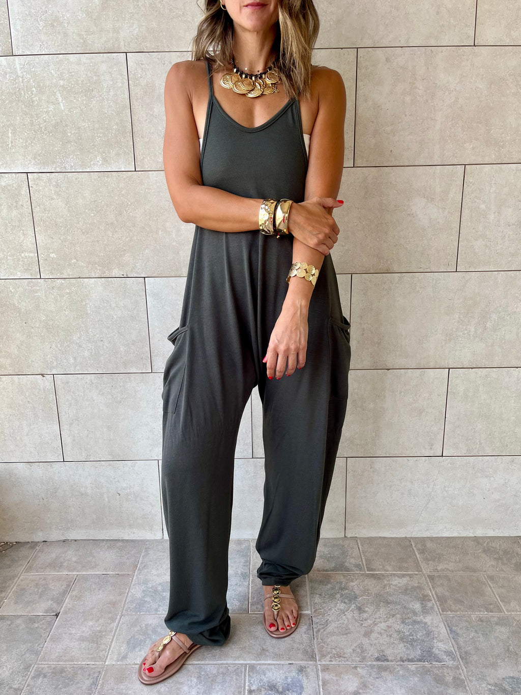 Grey Light Flowy Jumpsuit