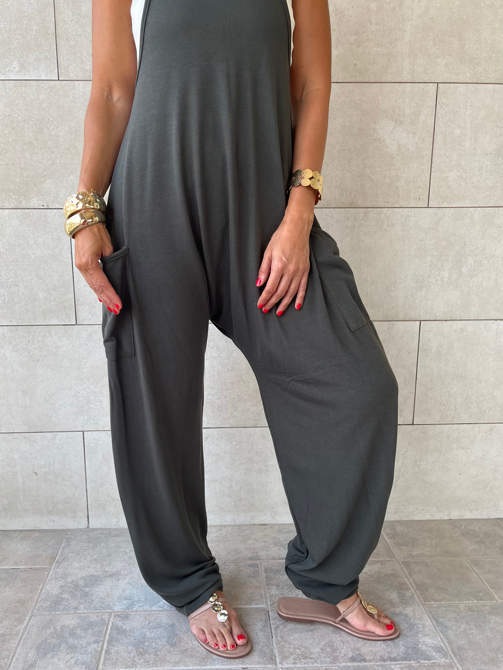 Grey Light Flowy Jumpsuit