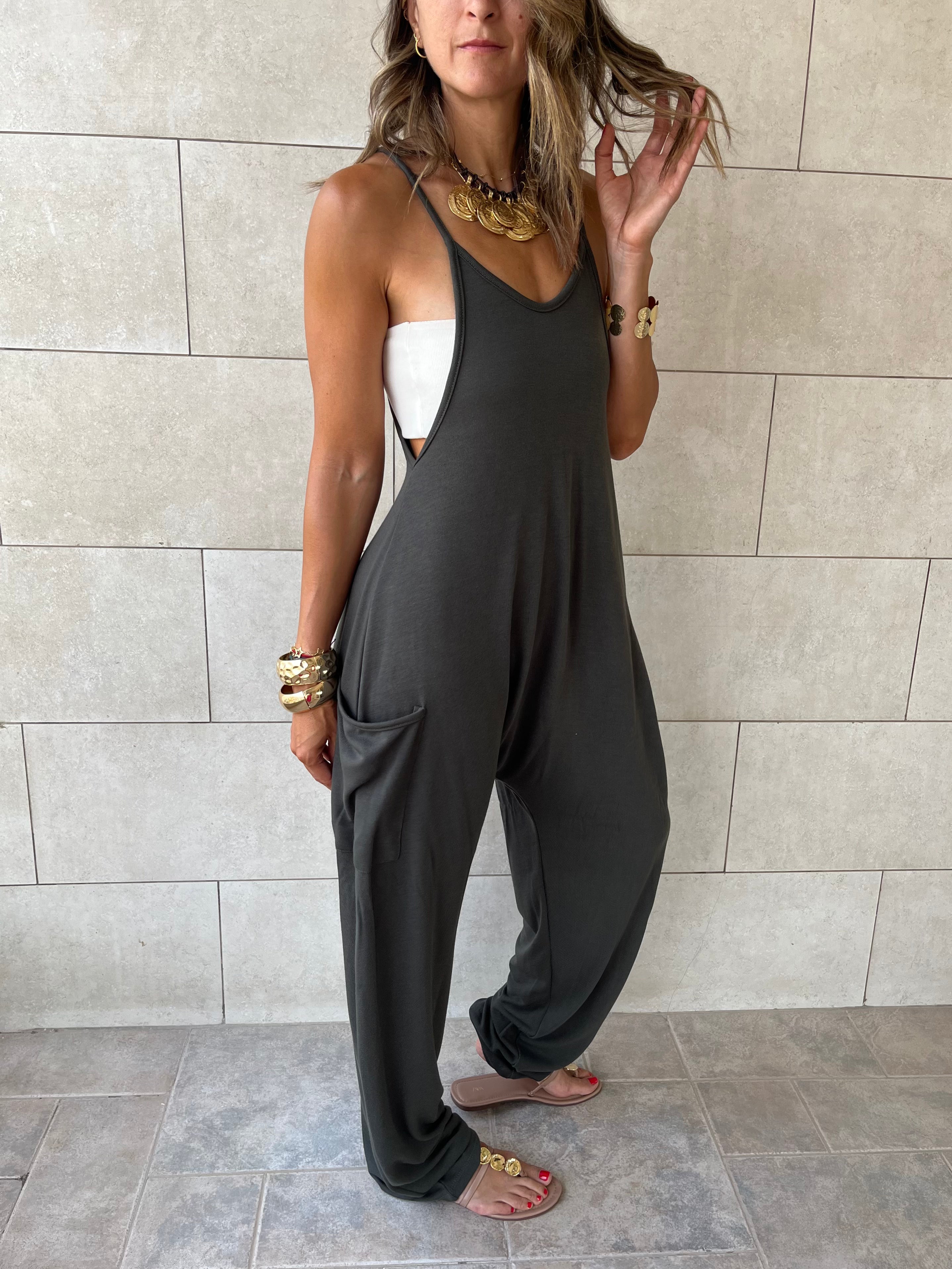 Grey Light Flowy Jumpsuit