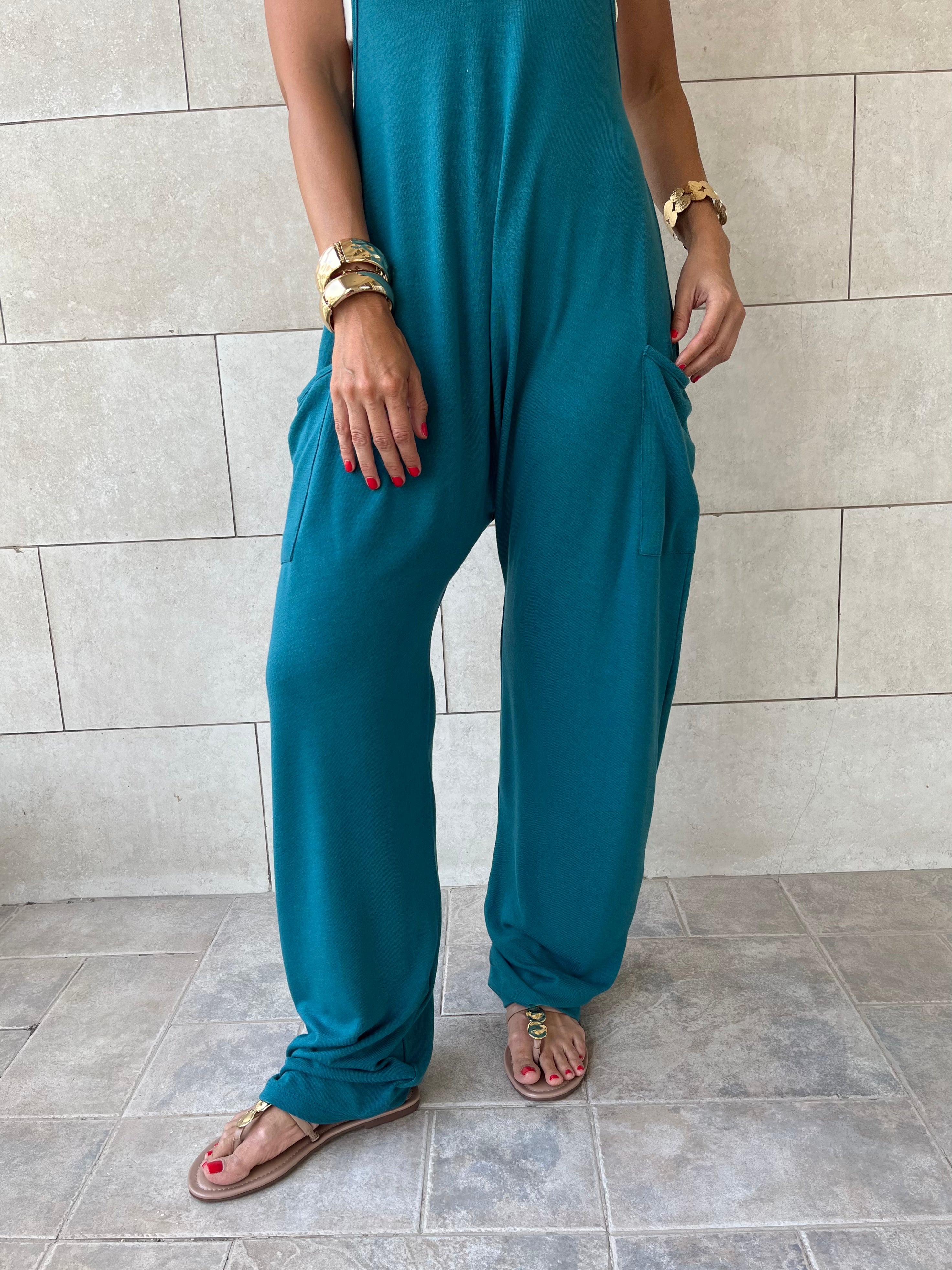 Teal Light Flowy Jumpsuit