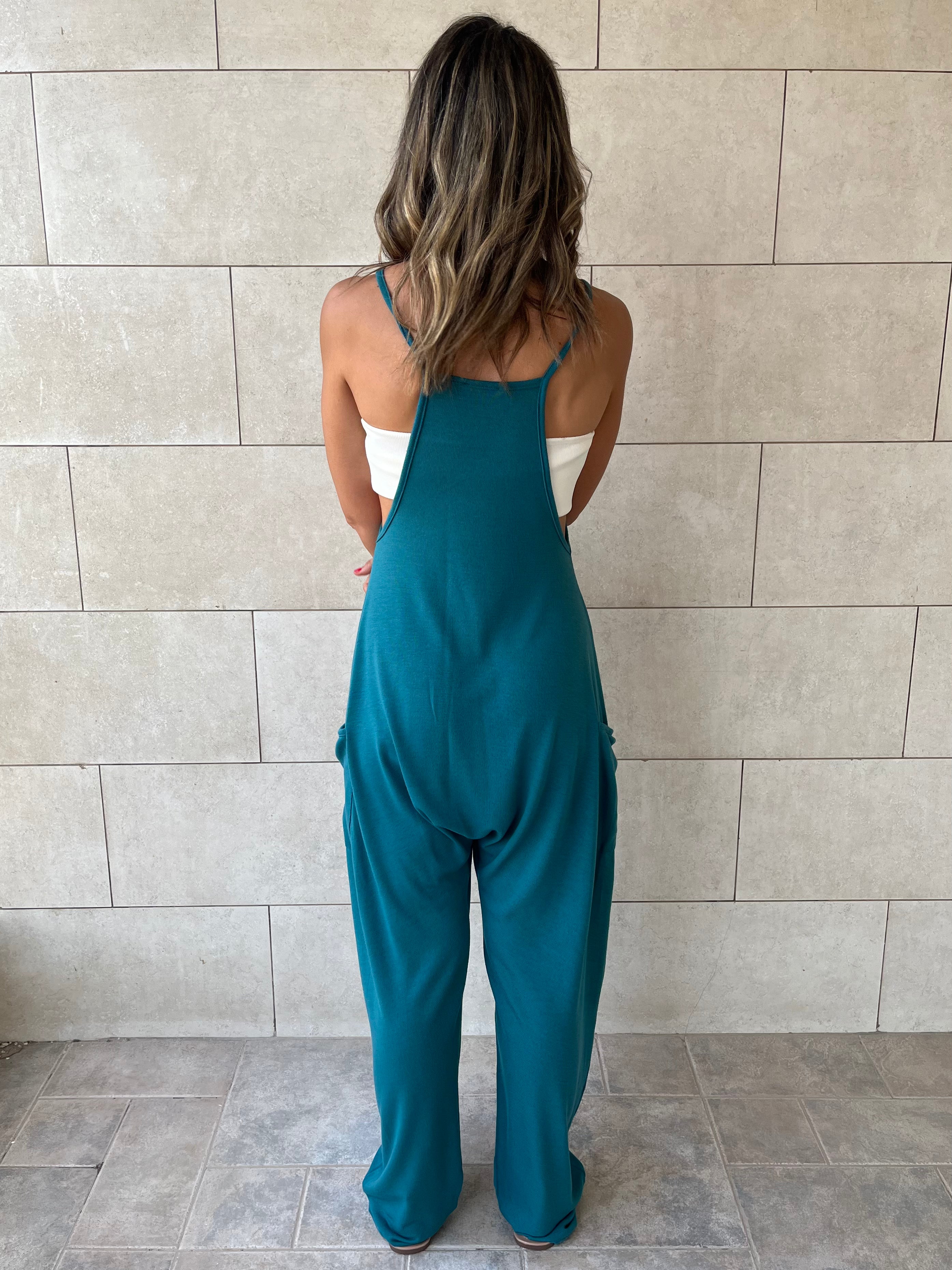 Teal Light Flowy Jumpsuit