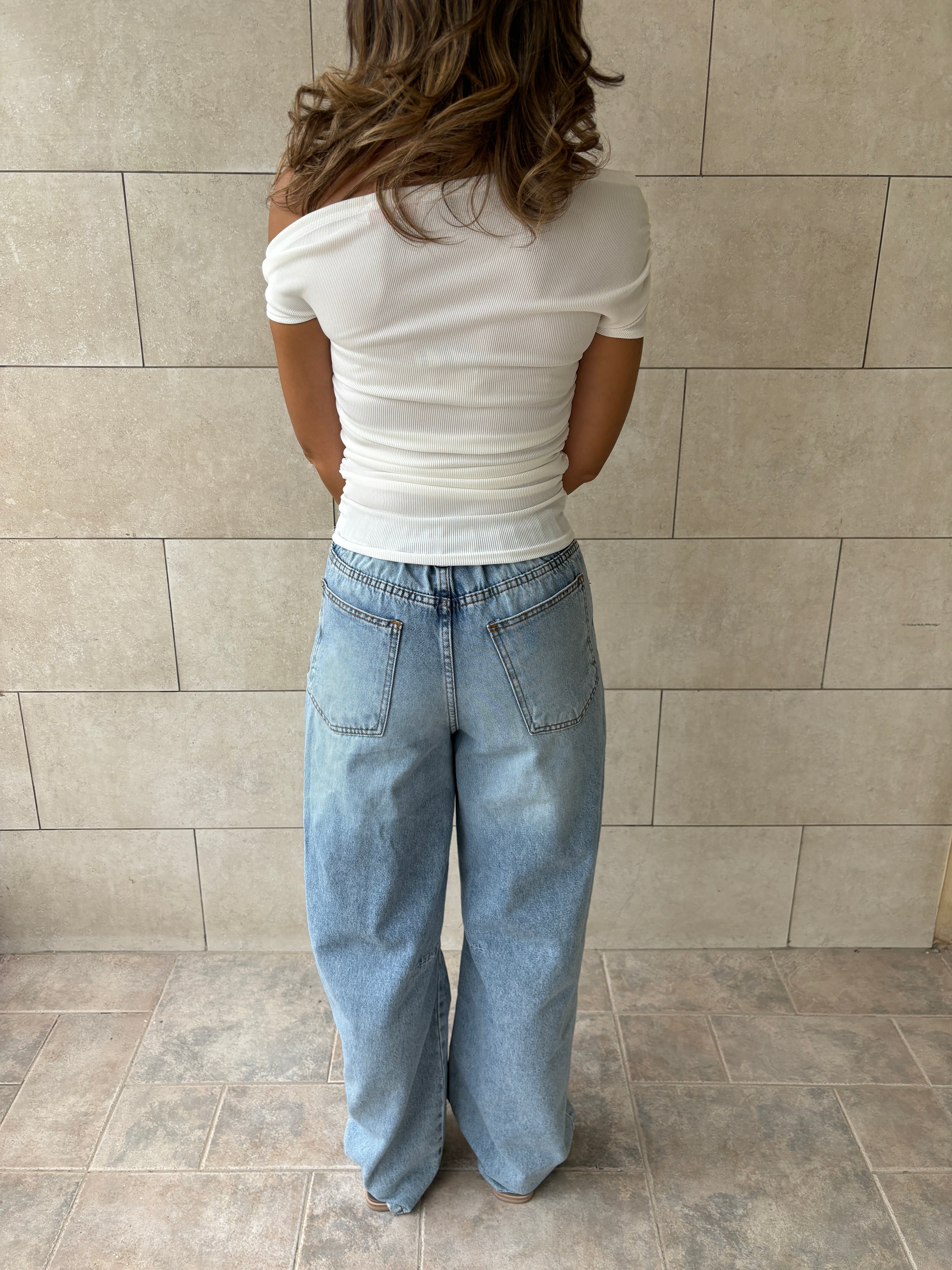 White 130 Off Shoulder Ruched Top