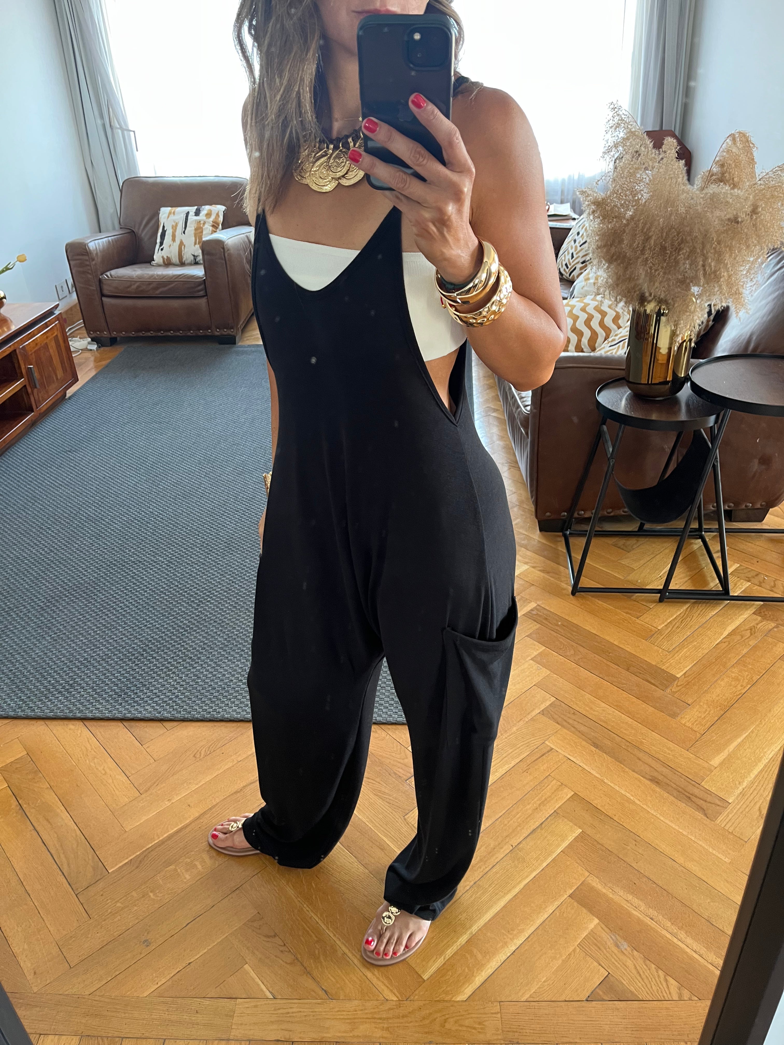 Black Light Flowy Jumpsuit