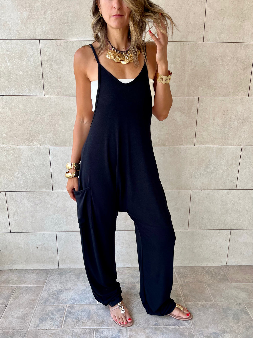 Black Light Flowy Jumpsuit