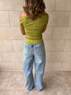 Lime 130 Off Shoulder Ruched Top