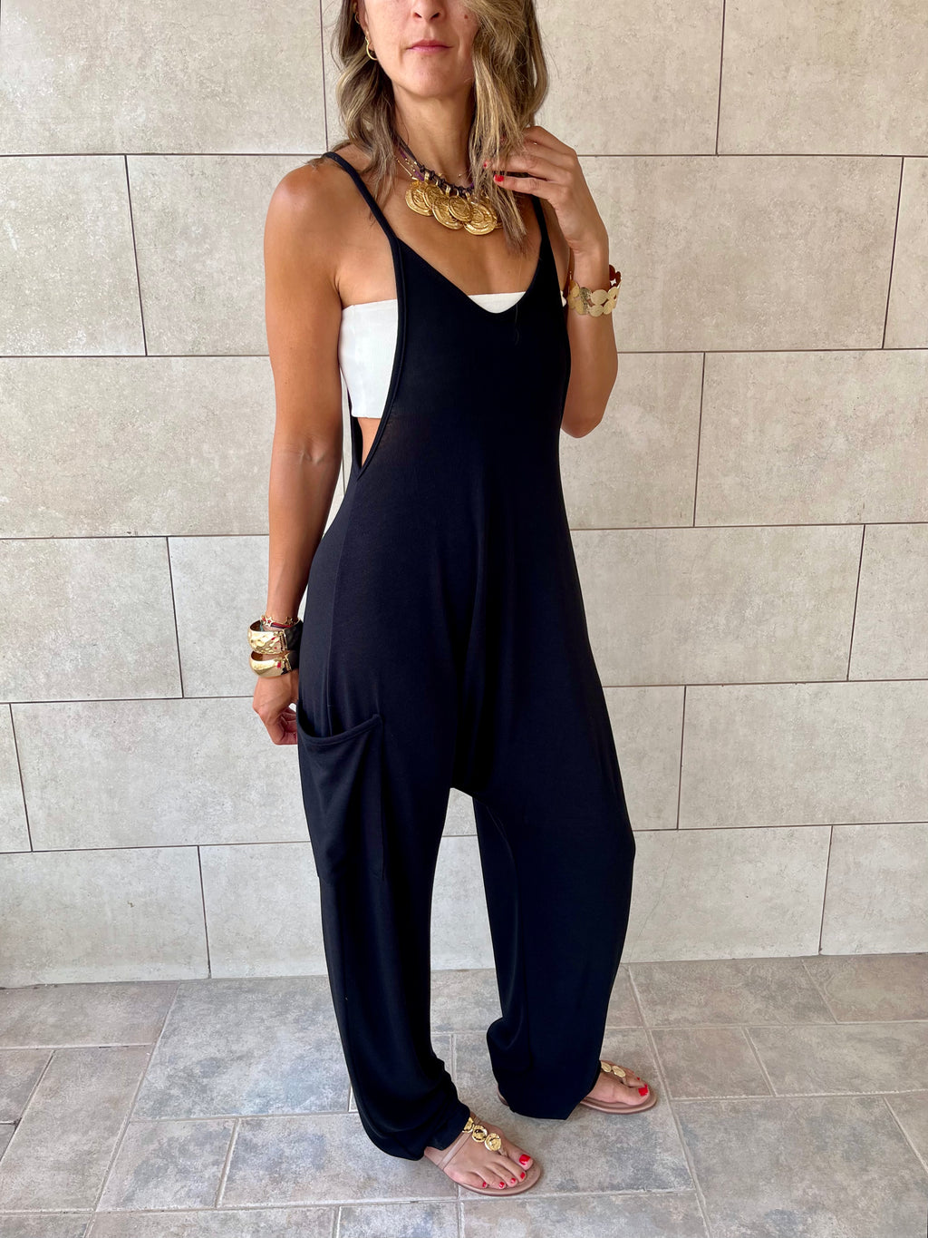 Black Light Flowy Jumpsuit