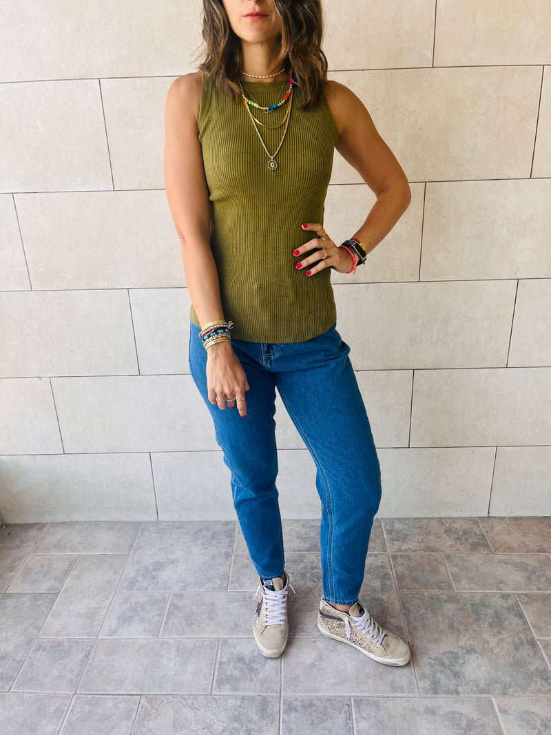 Blue & Olive 120 Knit Racer Top
