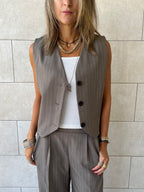 Olive Striped Frillu Signature Vest