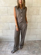 Olive Striped Frillu Signature Pants