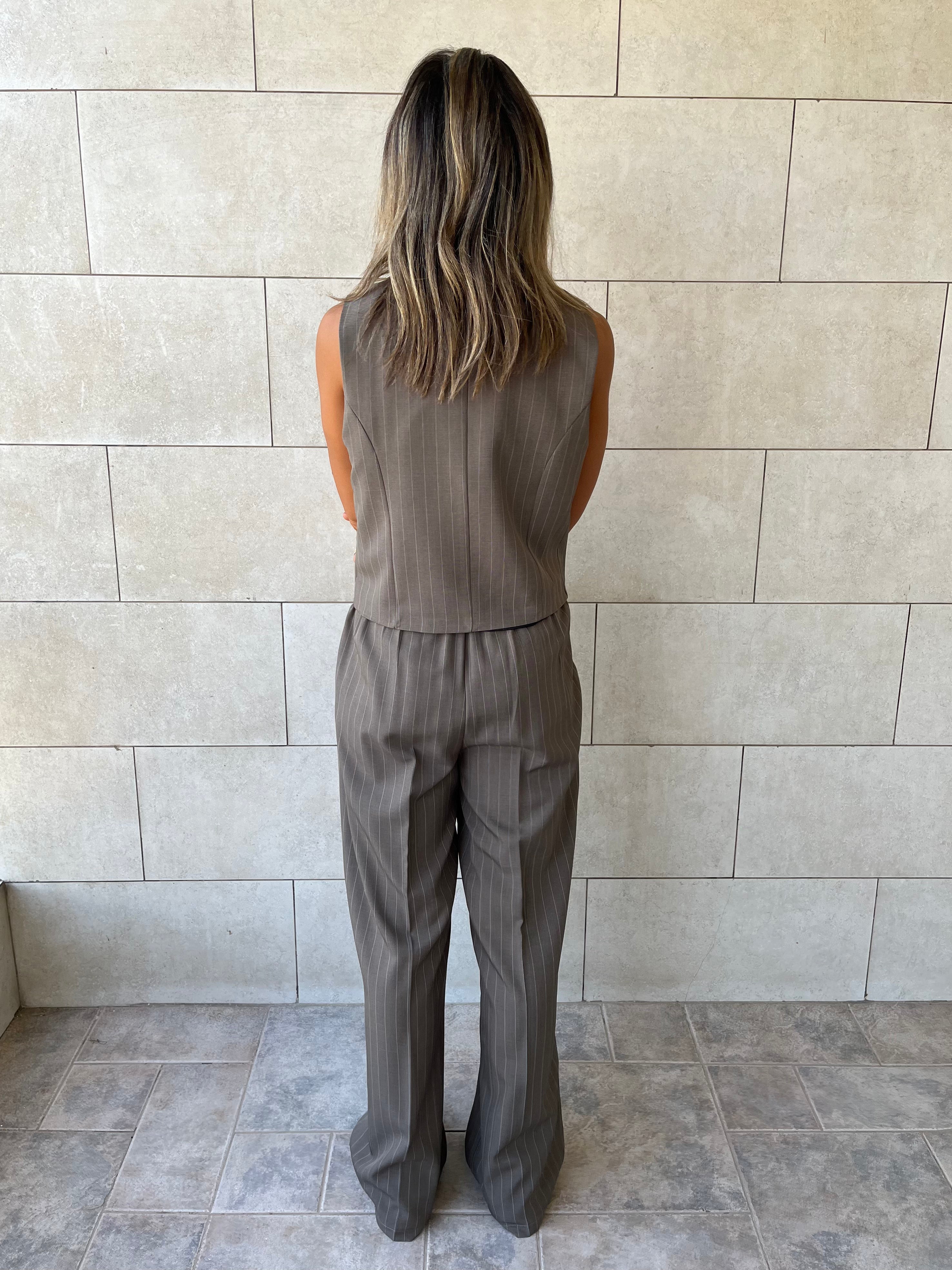 Olive Striped Frillu Signature Pants