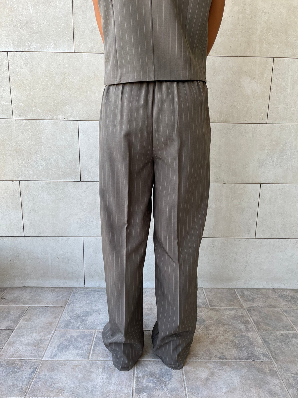 Olive Striped Frillu Signature Pants