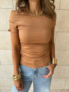 PREORDER Cafe 130 Off Shoulder Ruched Top