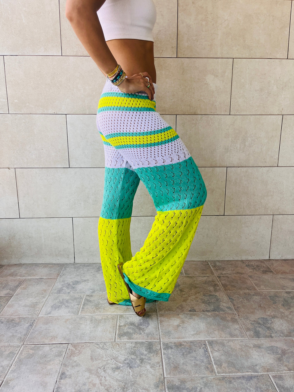 Lime Loving Lines Crochet Beach Pants