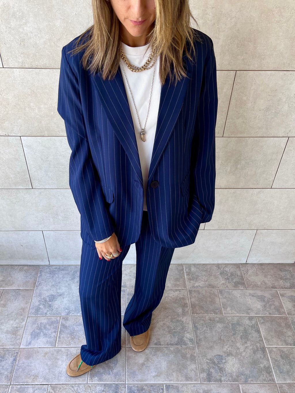 Navy Striped Blazer