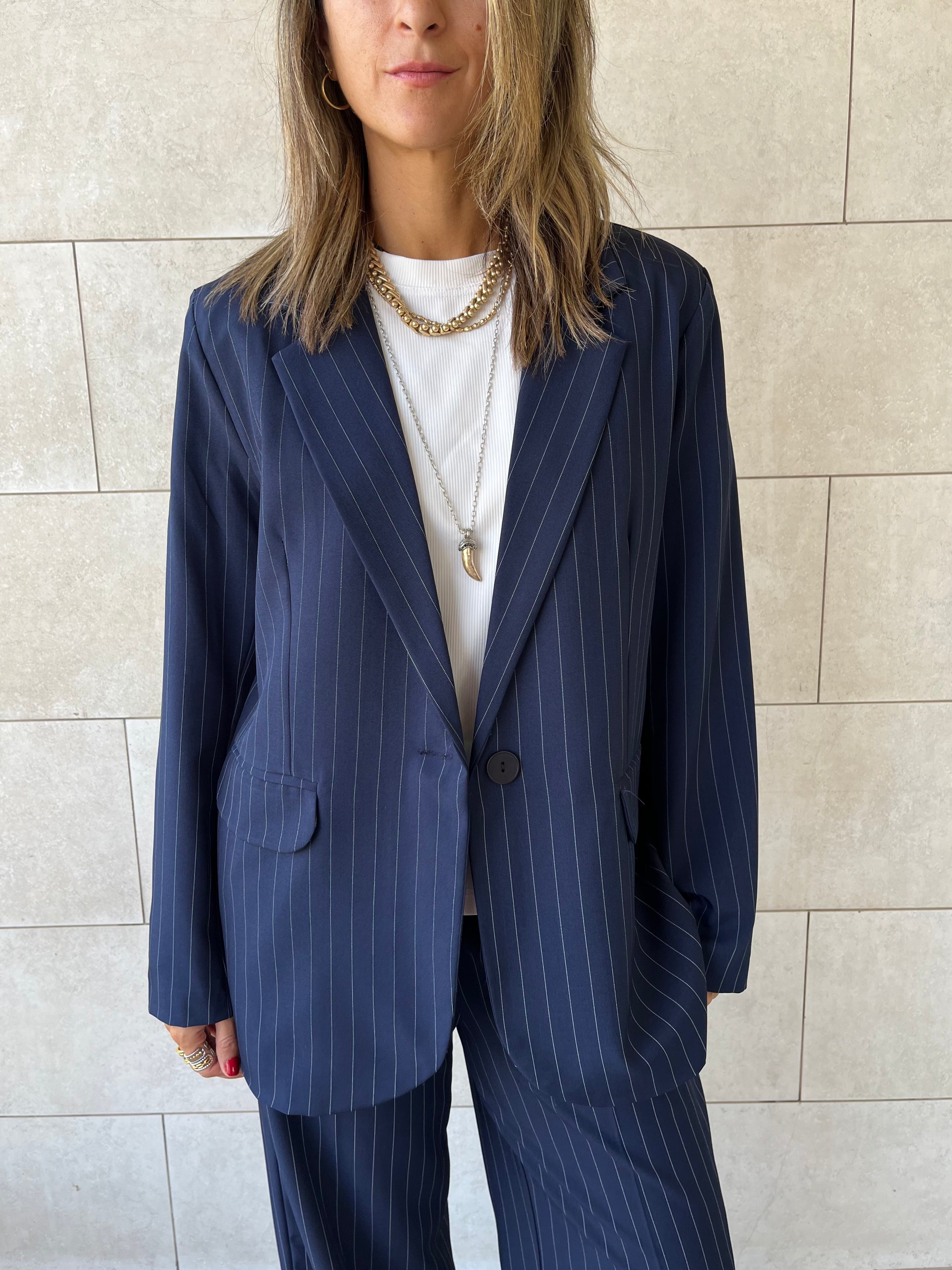 Navy Striped Blazer