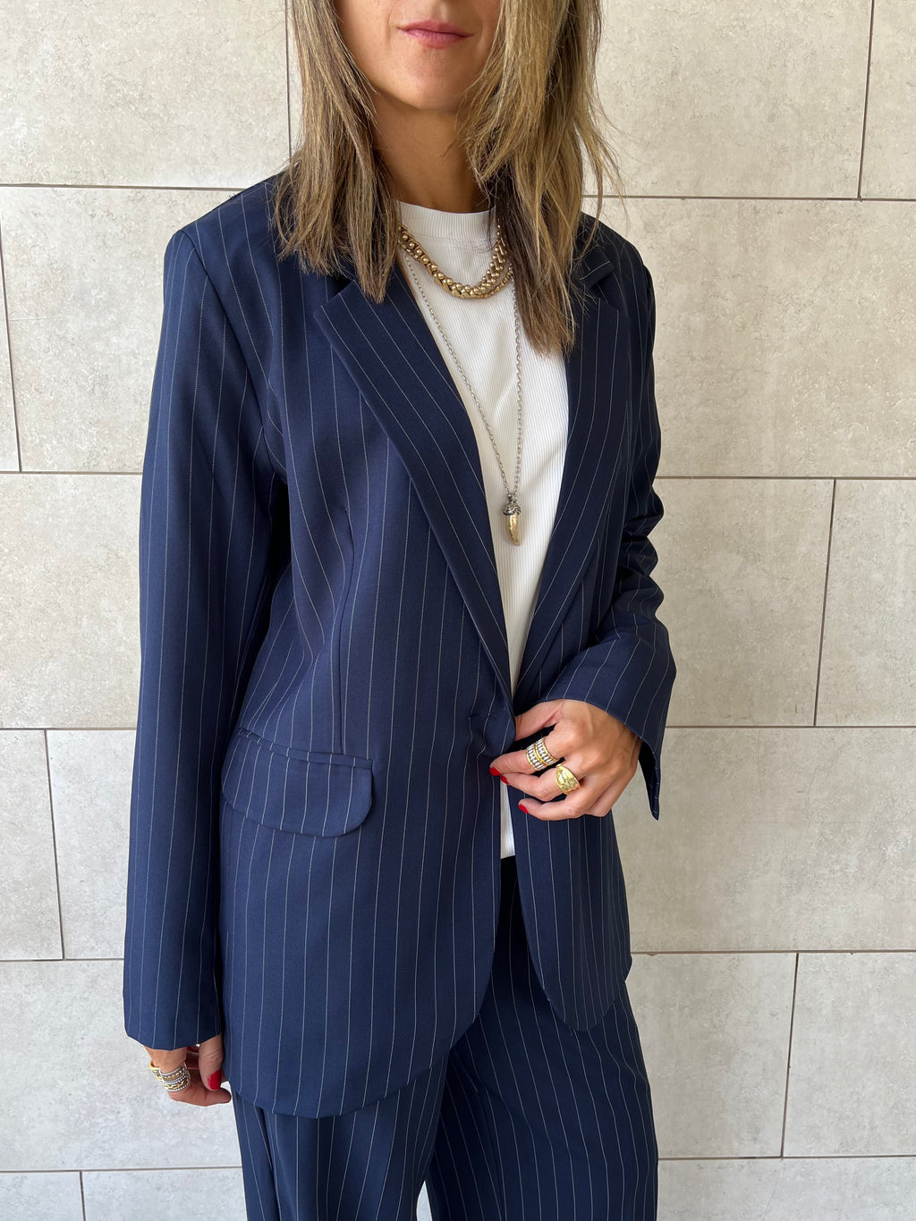 Navy Striped Blazer