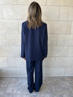 Navy Striped Frillu Signature Pants