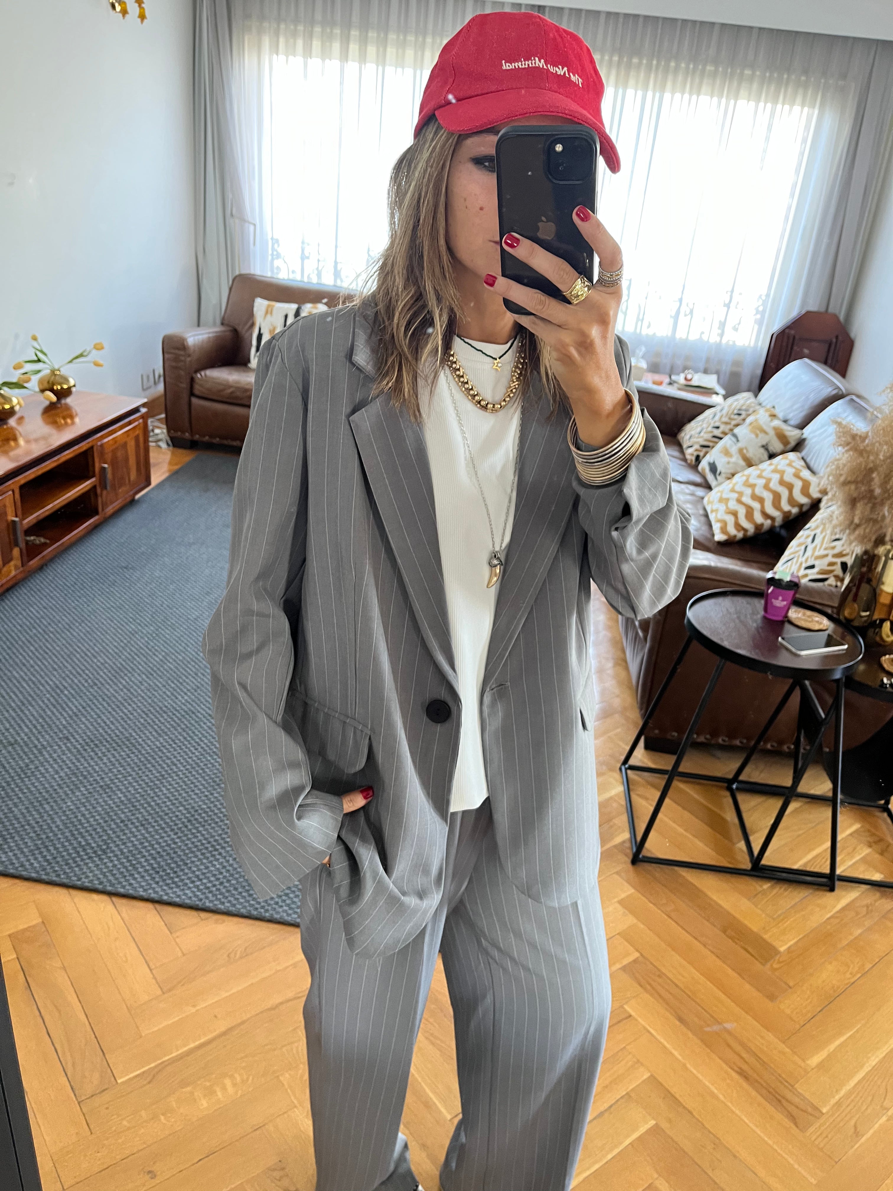 Grey Striped Blazer