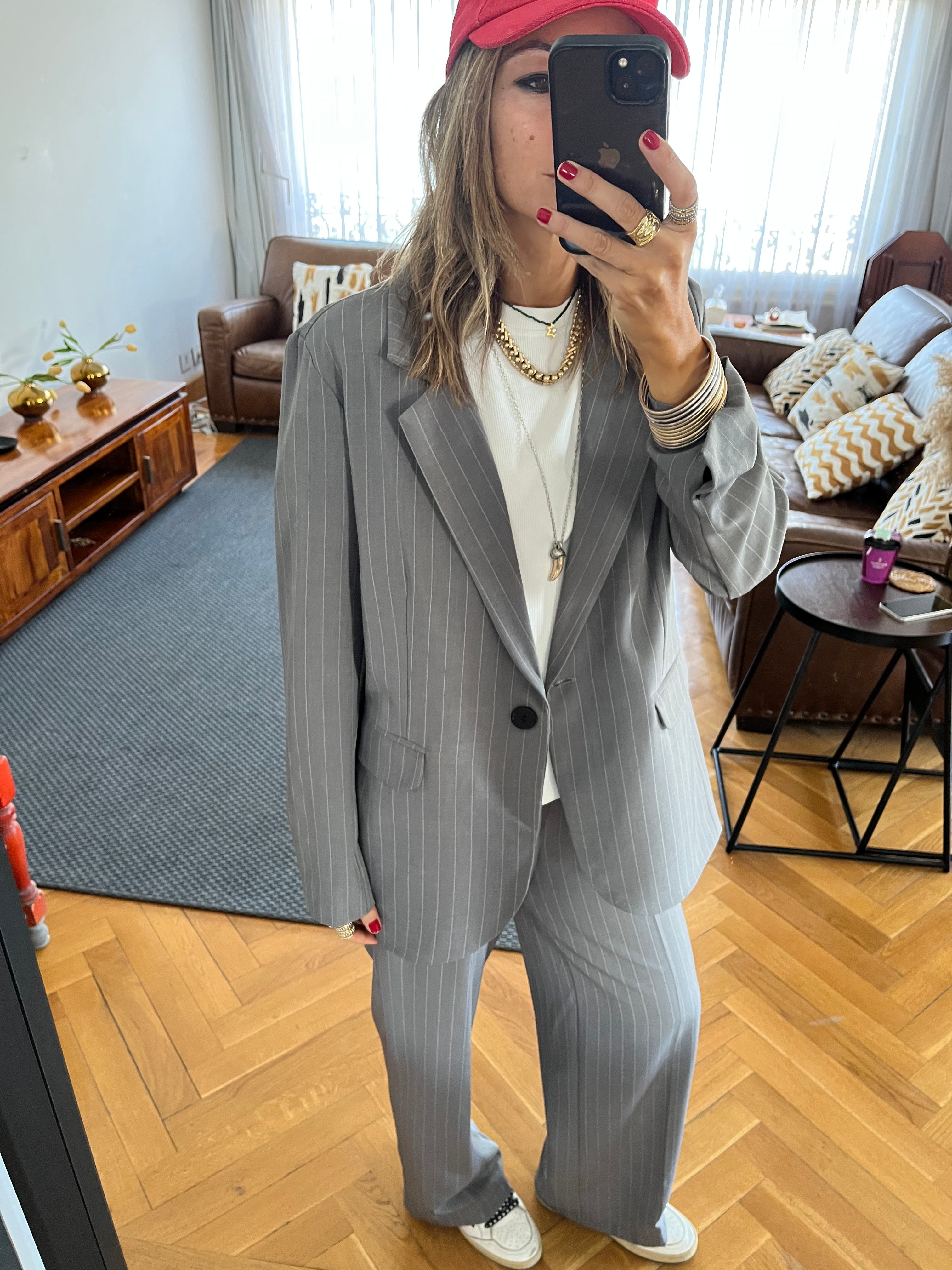 Grey Striped Blazer
