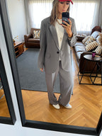 Grey Striped Frillu Signature Pants