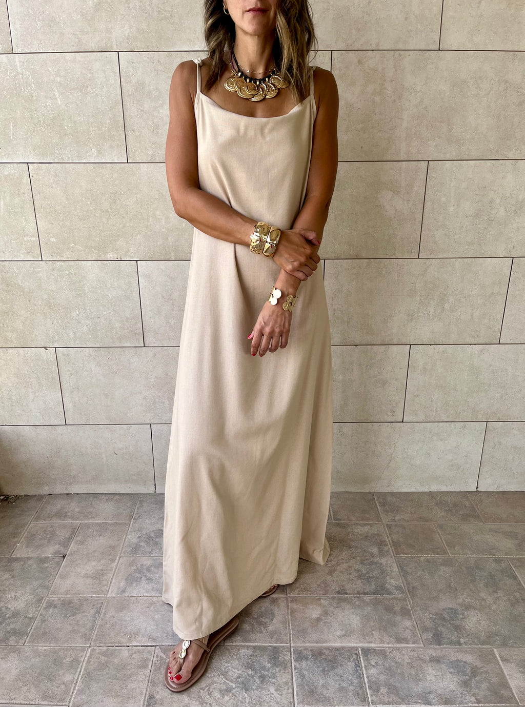 Beige Venice Basic Dress