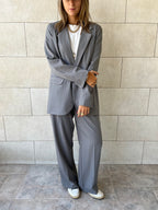 Grey Striped Frillu Signature Pants