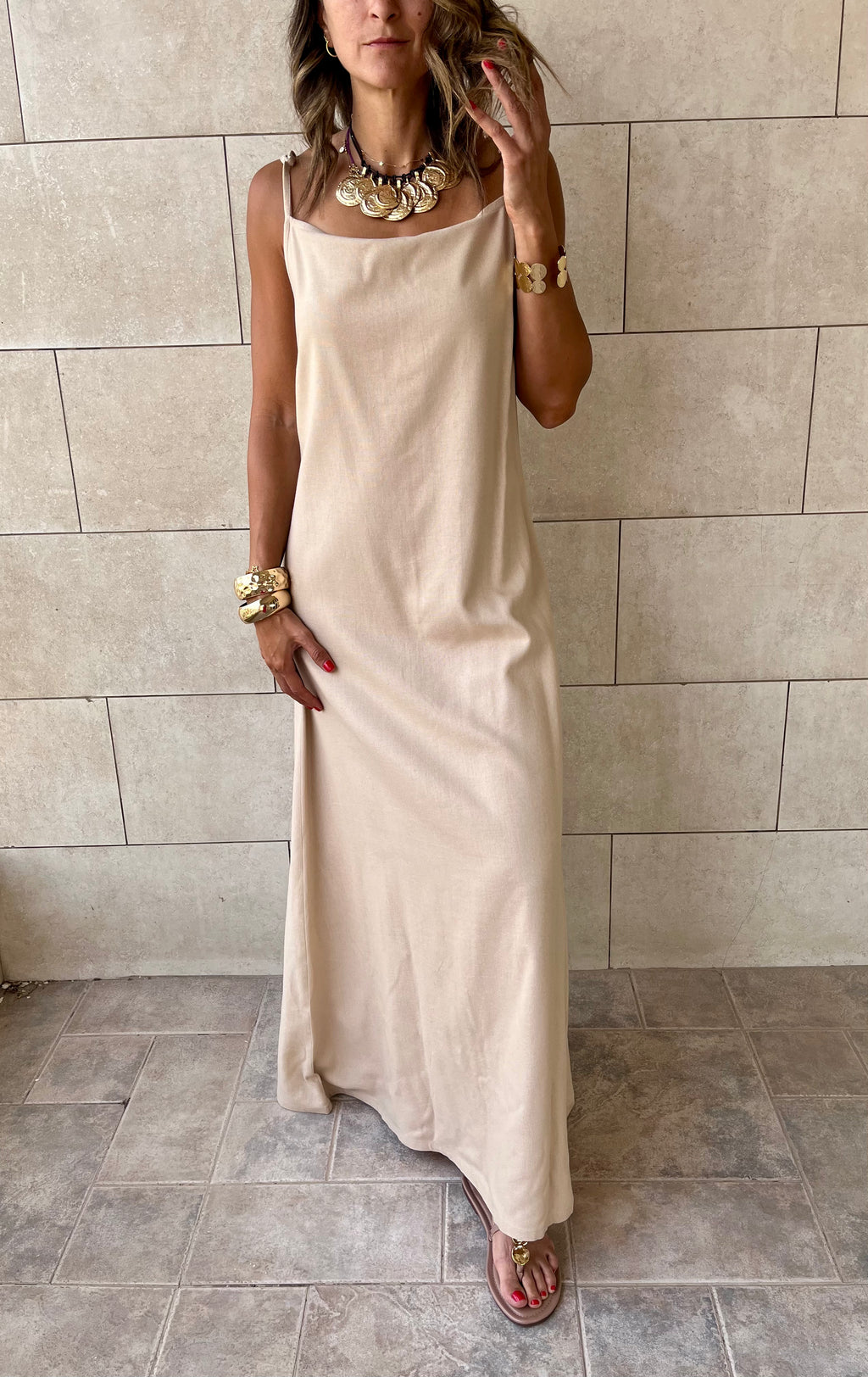 Beige Venice Basic Dress