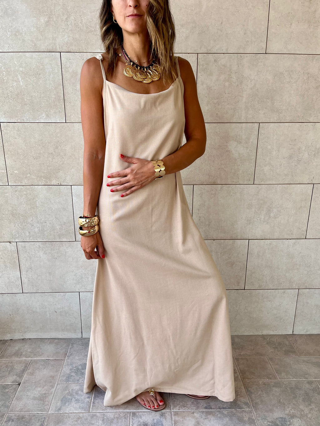 Beige Venice Basic Dress