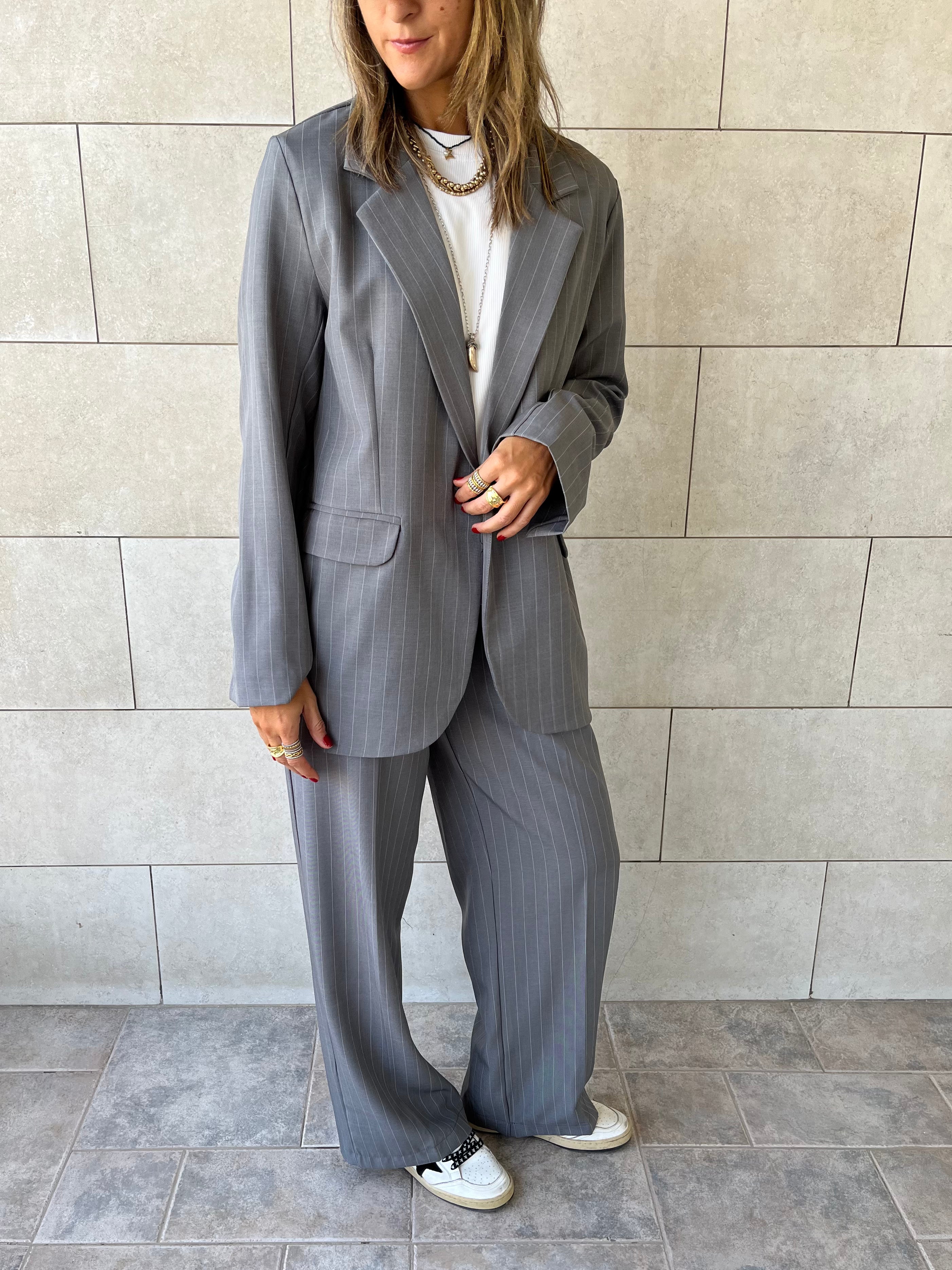 Grey Striped Blazer