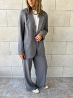 Grey Striped Frillu Signature Pants