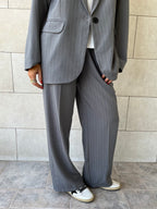 Grey Striped Frillu Signature Pants