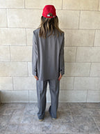 Grey Striped Frillu Signature Pants