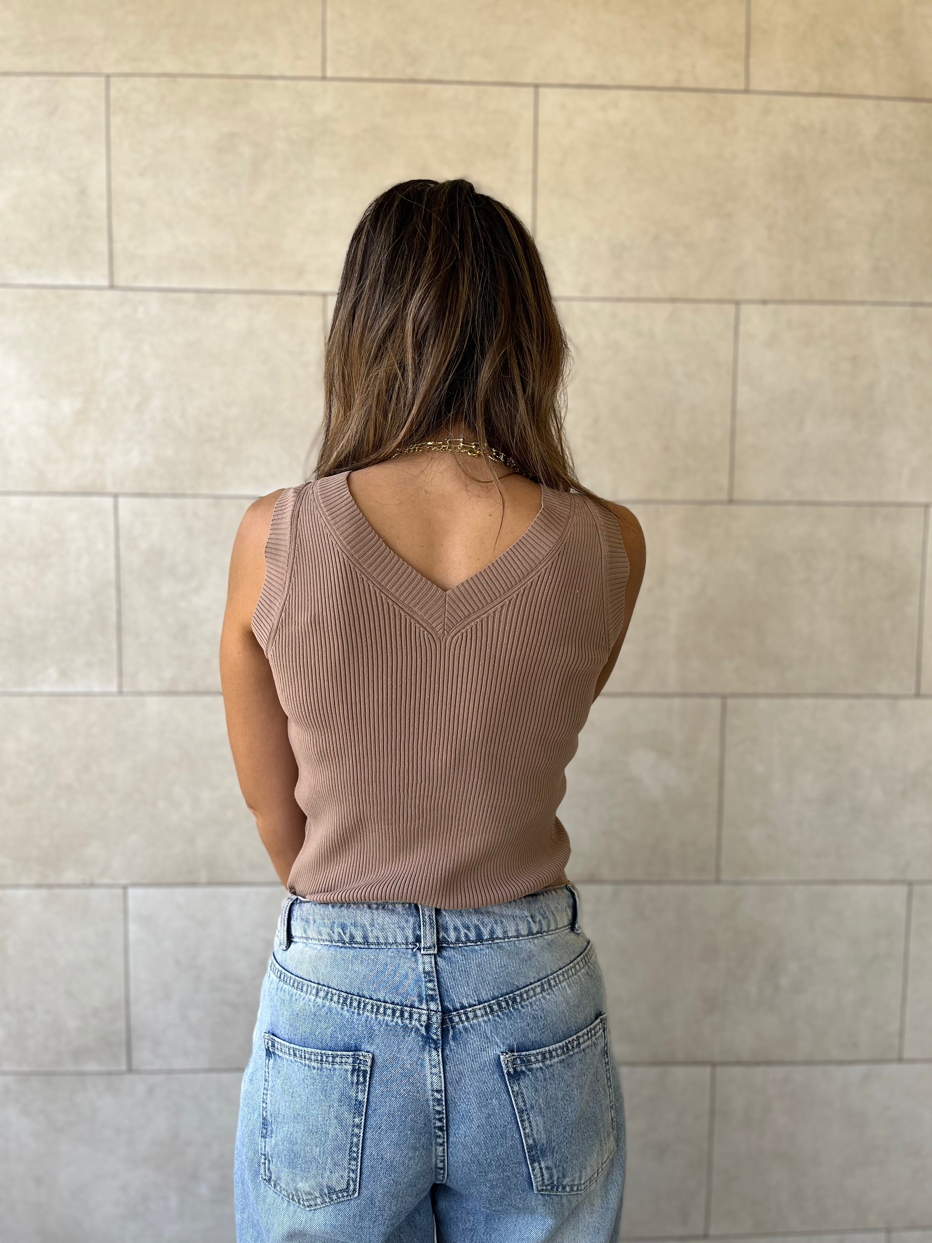 Cafe 101 Interknit V Ribbed Top