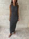 PREORDER Black 101 Interknit Striped Long Basic Dress