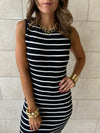 PREORDER Black 101 Interknit Striped Long Basic Dress