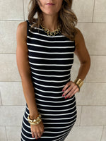 PREORDER Black 101 Interknit Striped Long Basic Dress