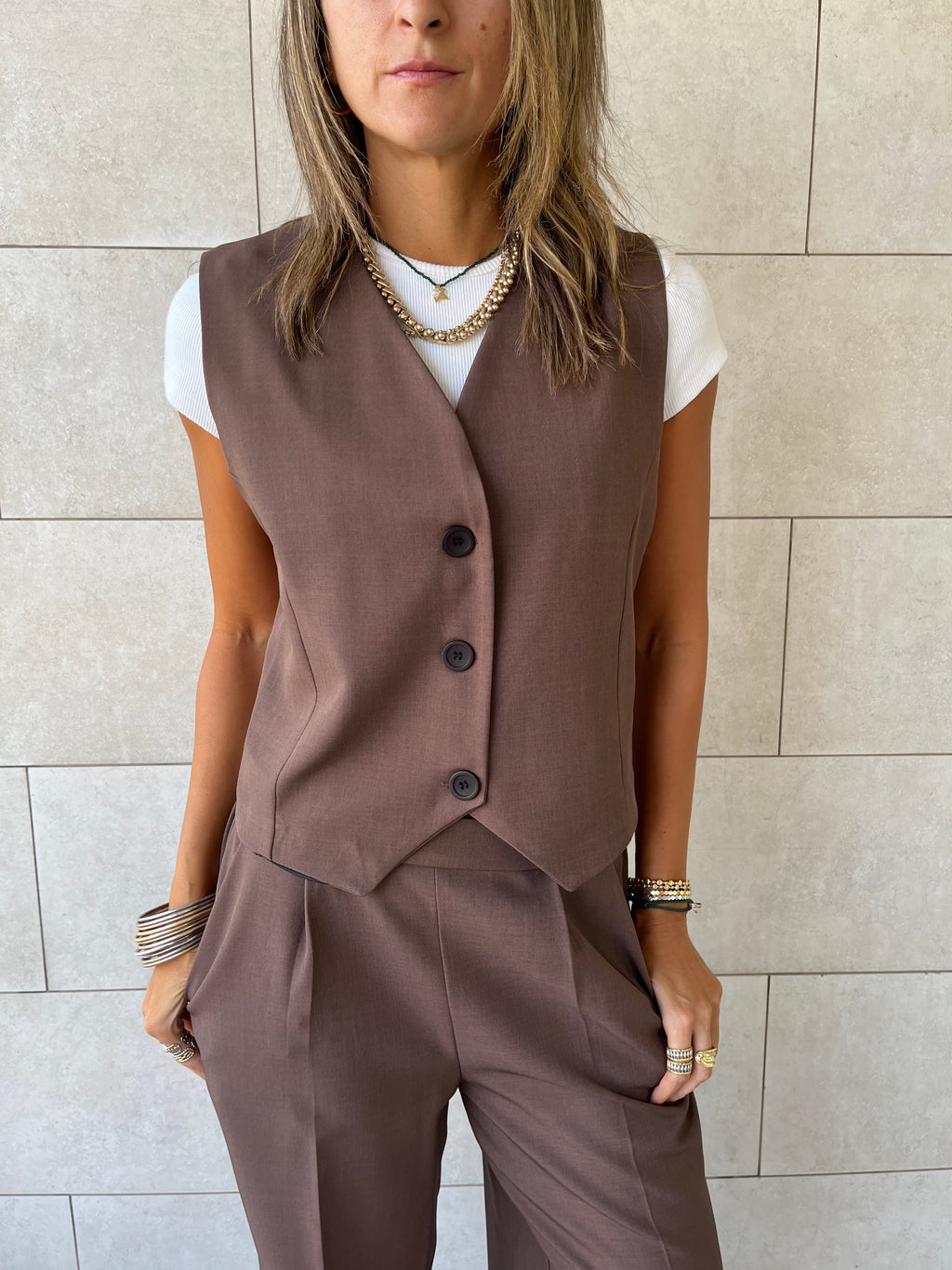 Brown Frillu Signature Vest