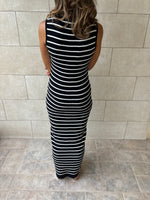 PREORDER Black 101 Interknit Striped Long Basic Dress