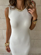 White 101 Interknit Long Basic Dress