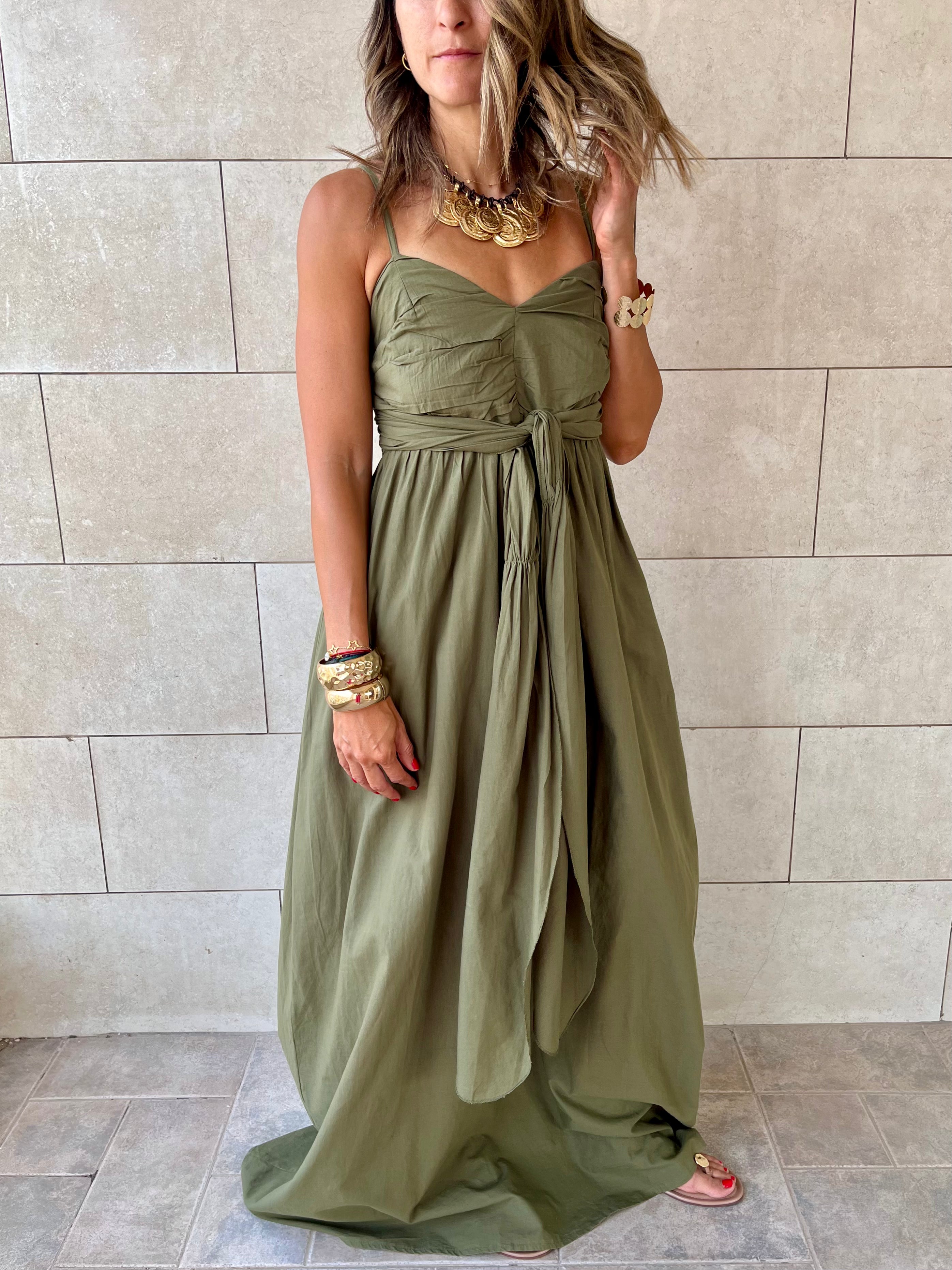 Olive After Sun Poplin Dress