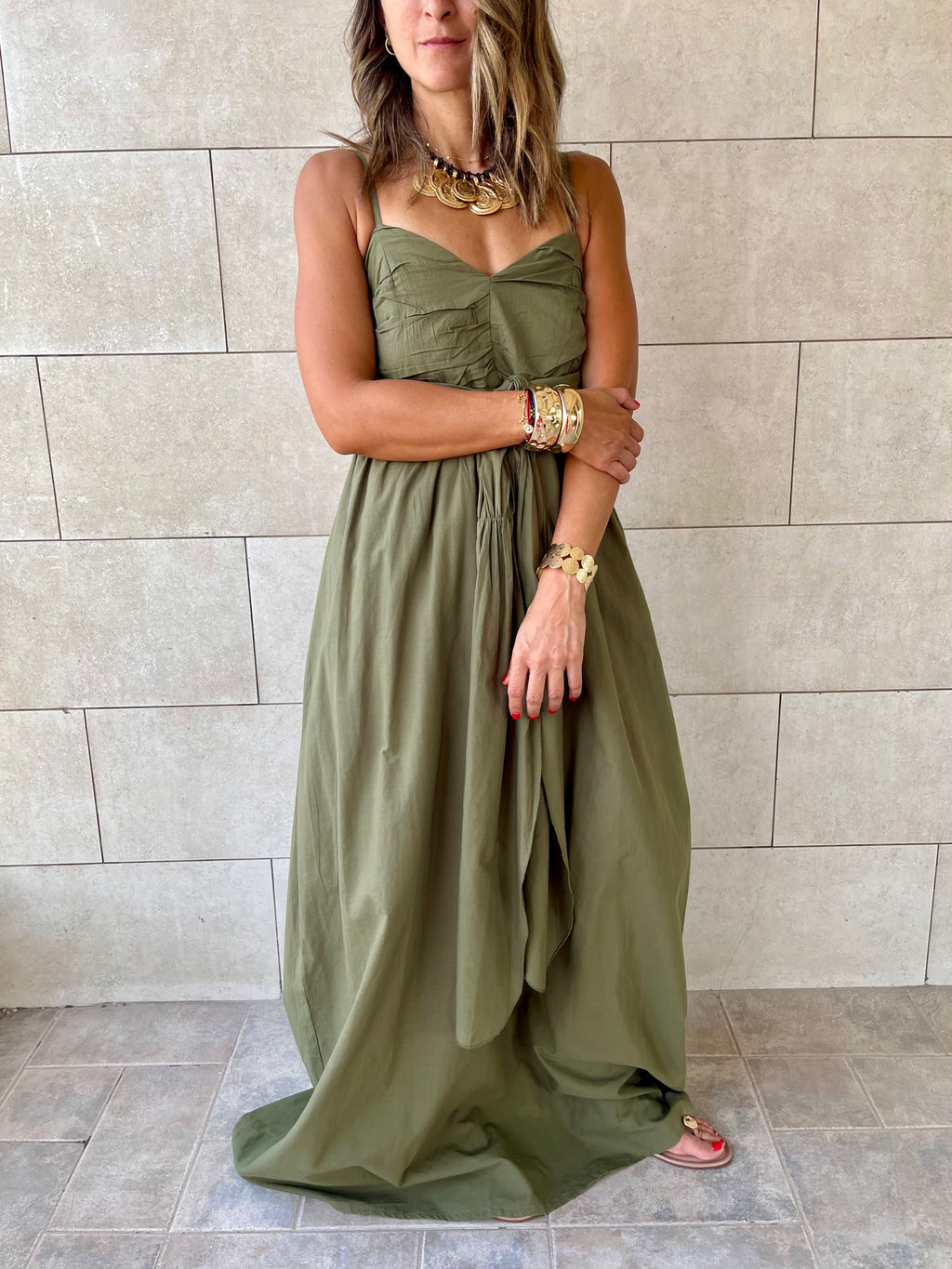 Olive After Sun Poplin Dress