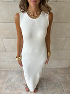 White 101 Interknit Long Basic Dress