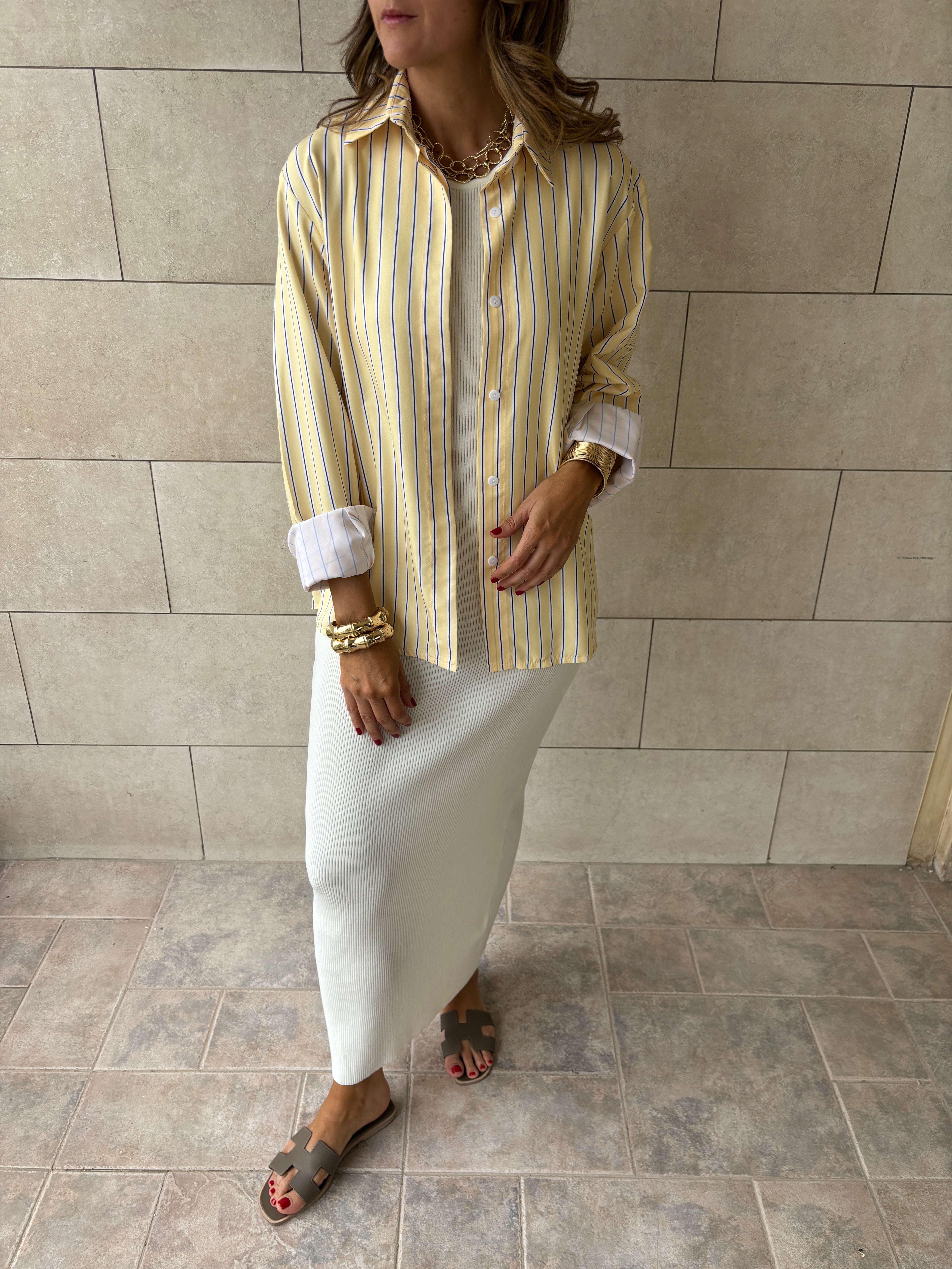 Matilda Yellow Striped Button Up Shirt