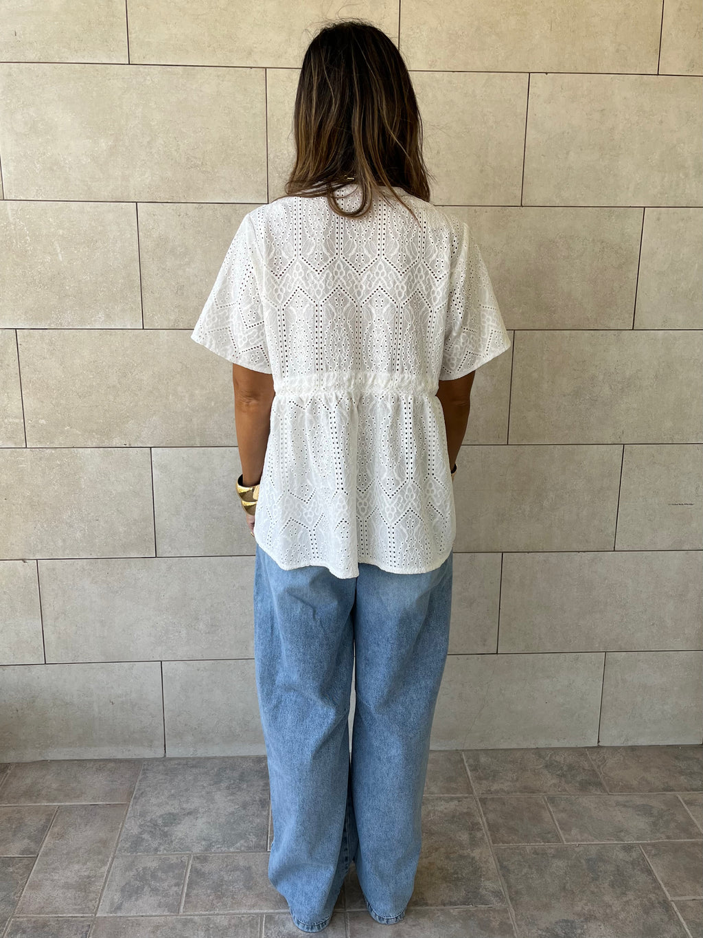 White Romantic Eyelet Shirt Top