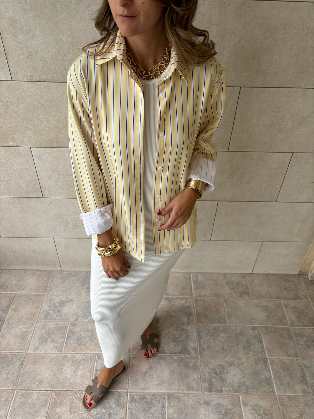 Matilda Yellow Striped Button Up Shirt