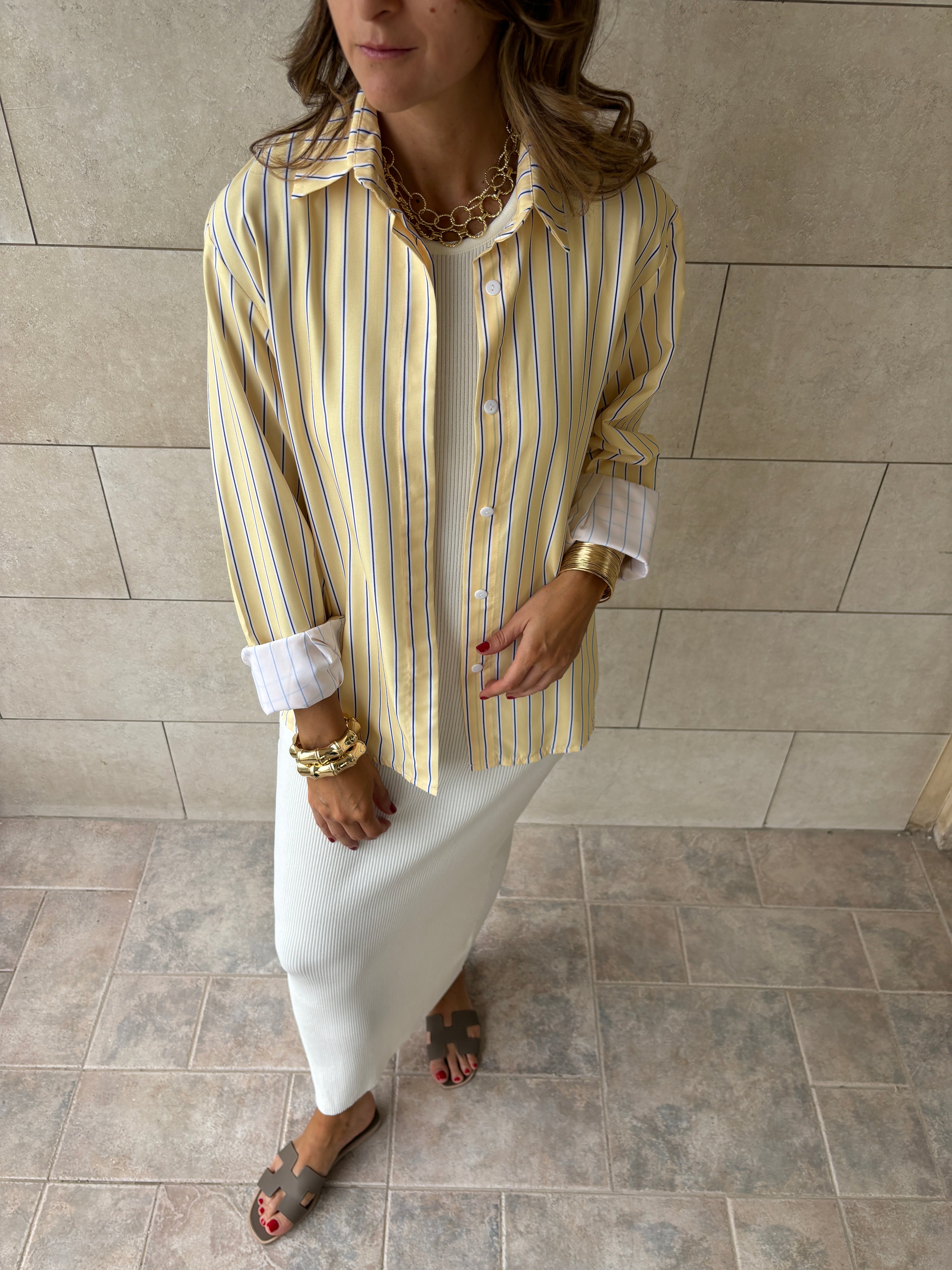 Matilda Yellow Striped Button Up Shirt
