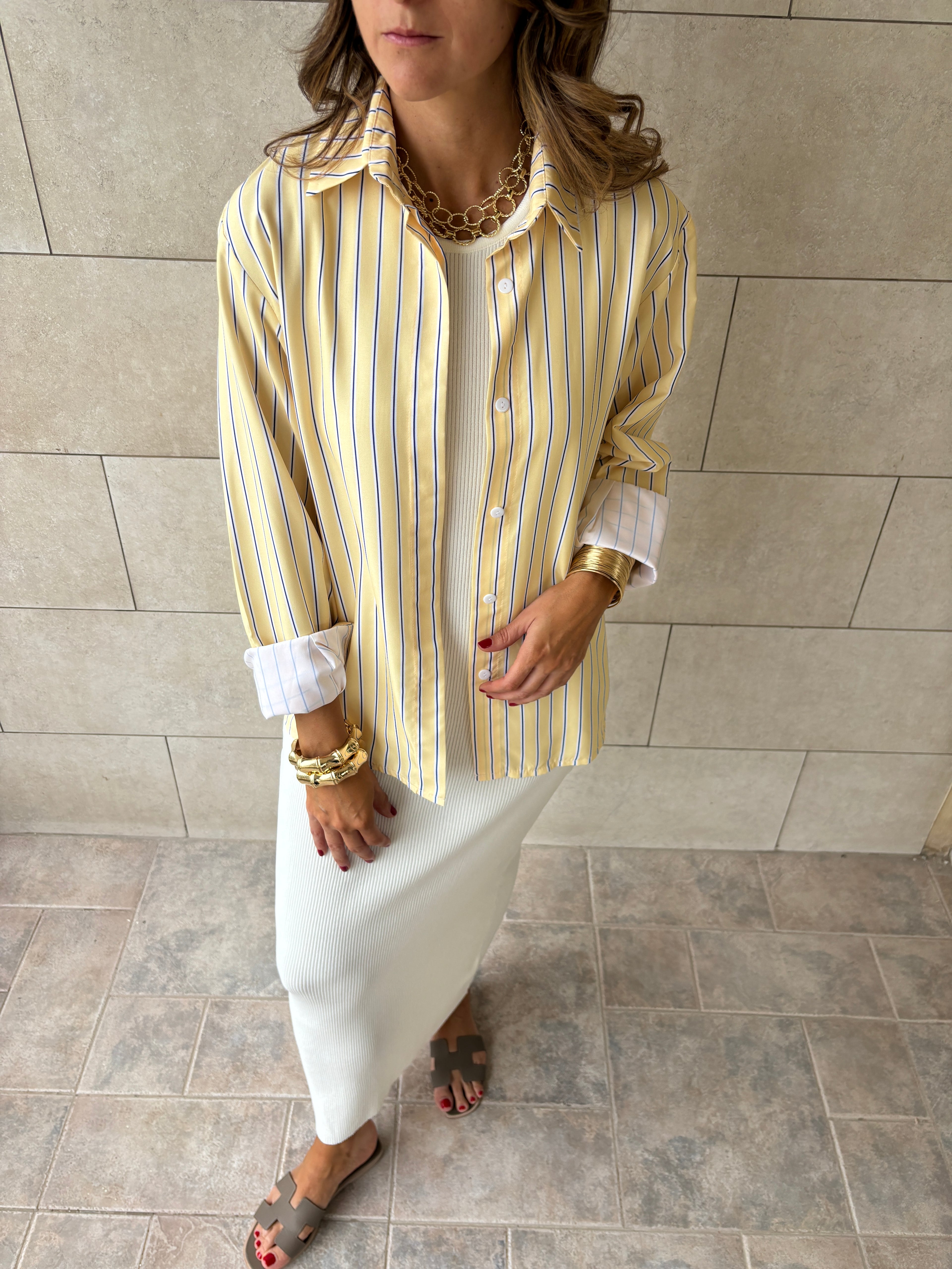 Matilda Yellow Striped Button Up Shirt