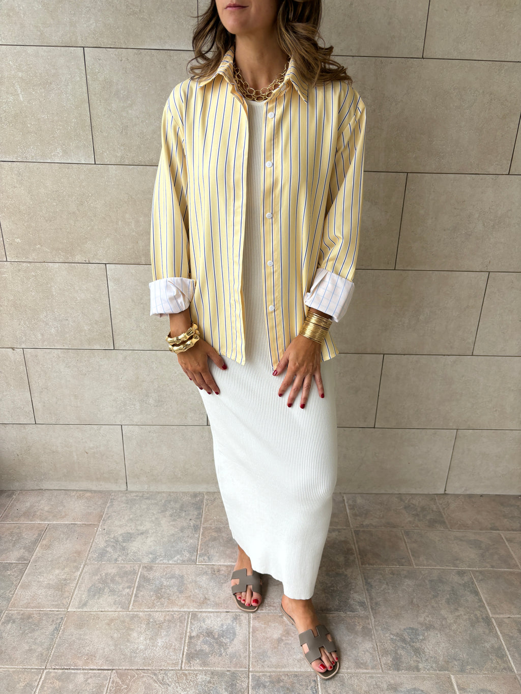 Matilda Yellow Striped Button Up Shirt