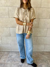 Beige Romantic Eyelet Shirt Top