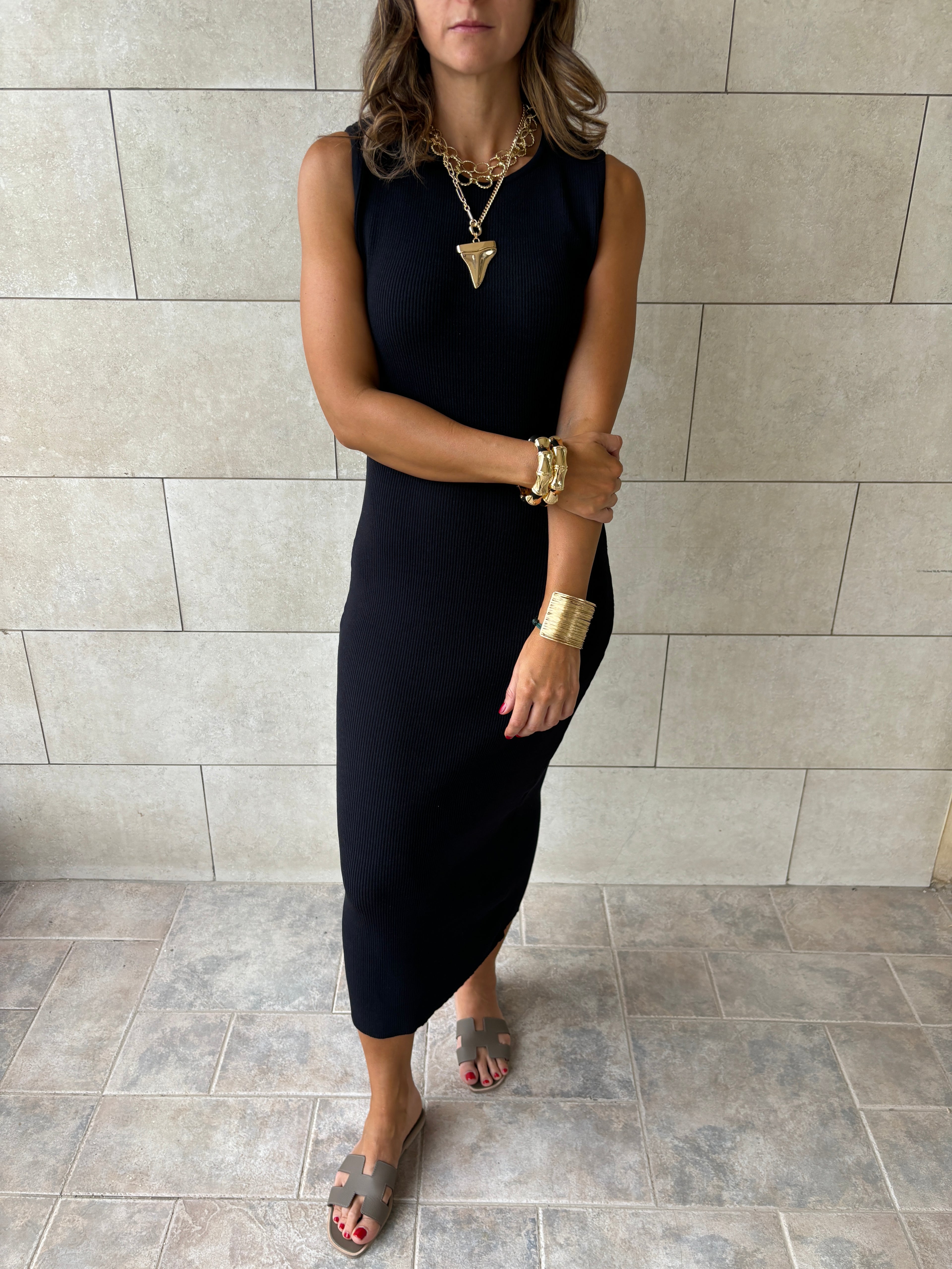 Black 101 Interknit Long Basic Dress